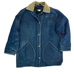 Vintage 90s Lands End Denim Chore Coat size M